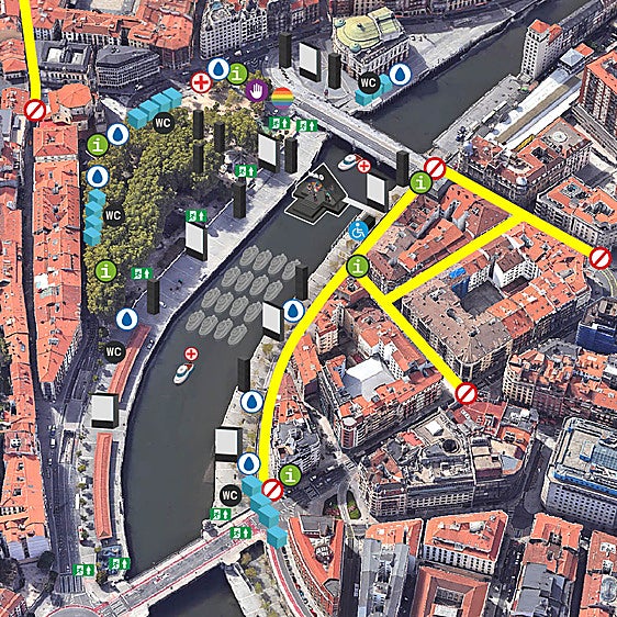 Los mapas para poder moverse en Bilbao durante el concierto en la ría y el triatlón