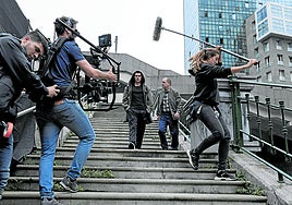 Grabación de la serie 'El Silencio', estrenada por Netflix, en Uribitarte