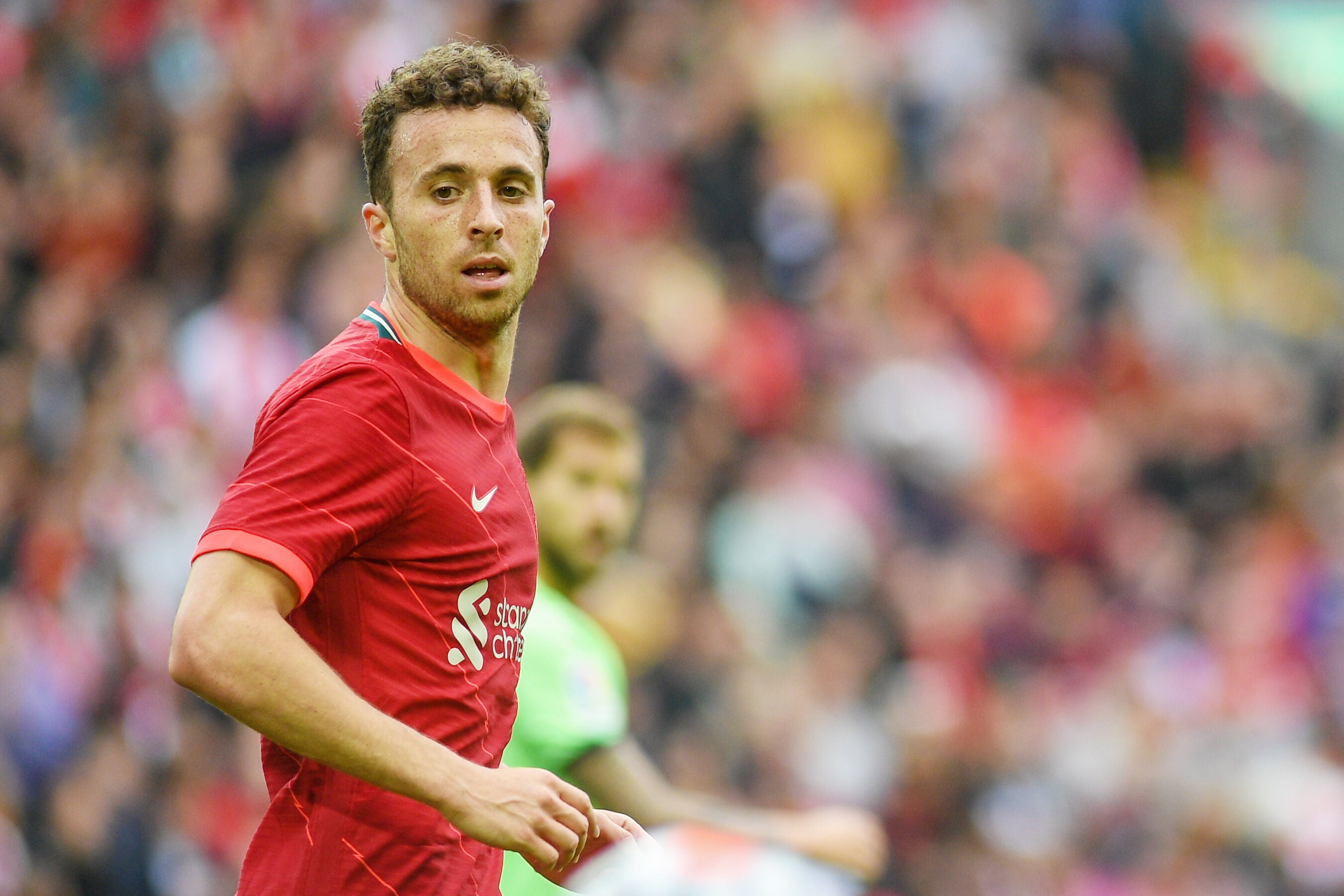 Diogo Jota, durante un partido de pretemporada contra el Athletic en 2021