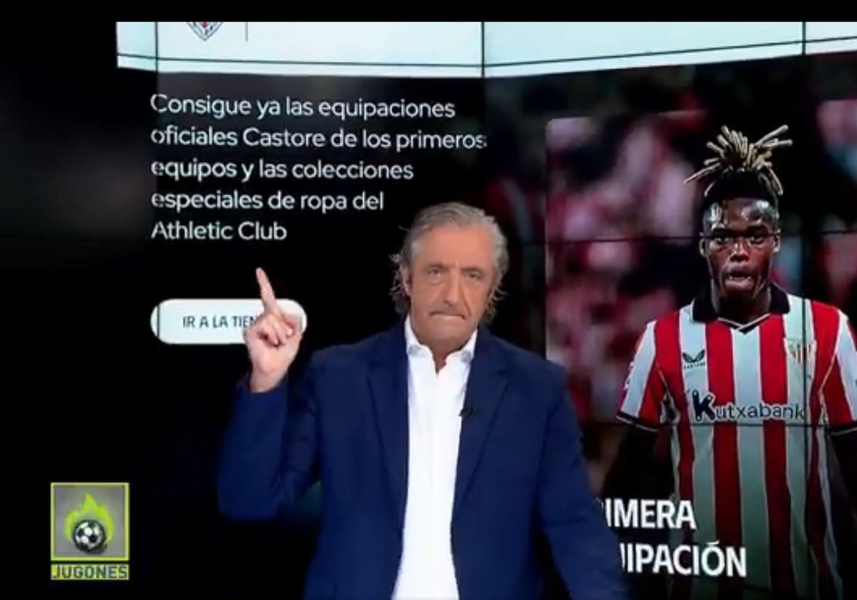 Pedrerol se come sus palabras por su polémico ataque al Athletic por la camiseta de Nico: «Me la voy a comprar»