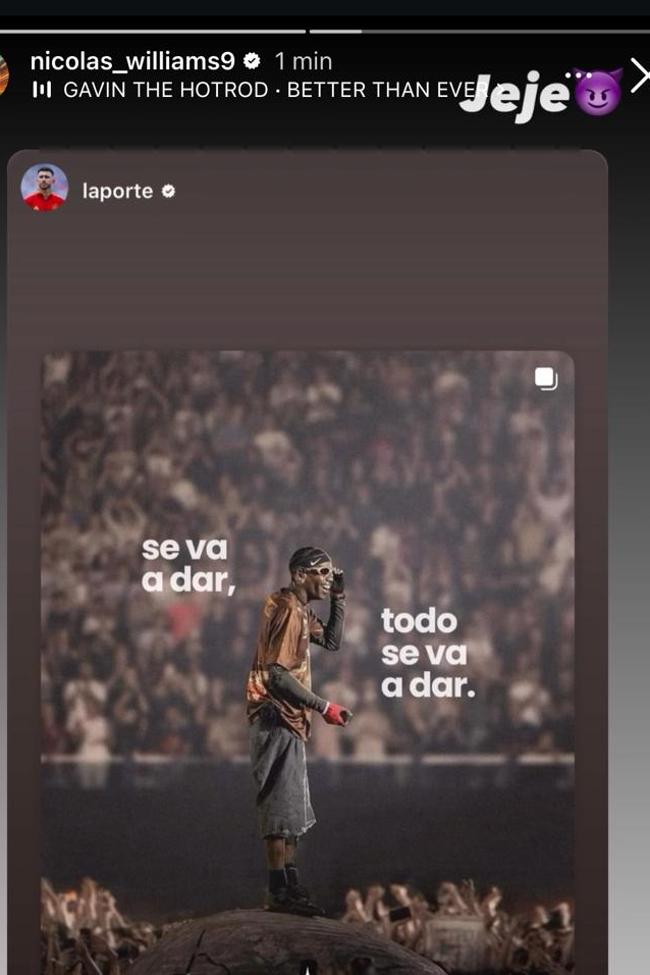 La publicación luego borrada por Nico.