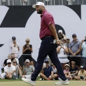 El de Barrika mostró su frustración con el putter en varios greenes.