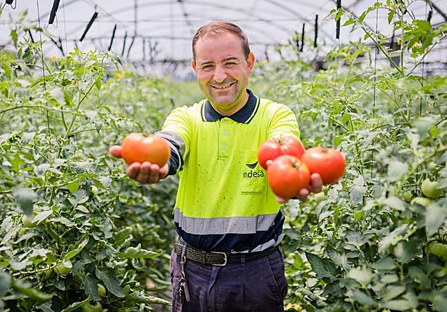Enrique García, en el invernadero de Arbulo.