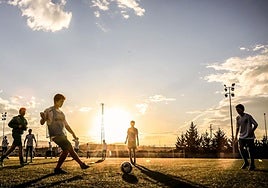 Un grupo de escolares, durante un entrenamiento.