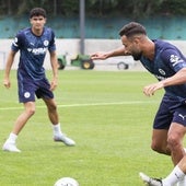 Hugo Novoa y Abde entrenando durante esta pretemporada.