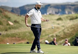 El vizcaíno, durante la ronda de prácticas del miércoles, en la que compartió recorrido con sus compañeros de equipo en la Legión XIII Tyrrell Hatton y Tom McKibbin, además de Skov Olesen.