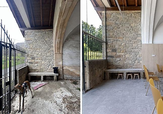 El antes y el después de la entrada a la ermita.