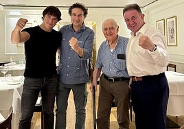 Jordi Cruz, Pepe Rodríguez y Martín Berasategui, junto a Txomin Rekondo