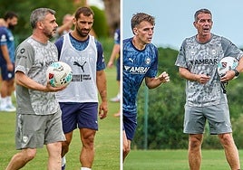 El analista Carlos Ferández y el preparador físico Octavio Manera en un entrenamiento en el stage.