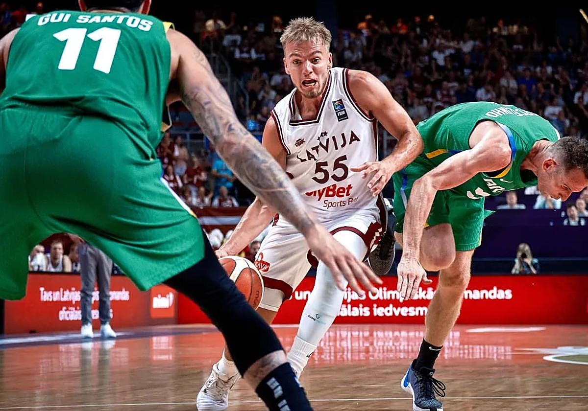 Zagars, en un partido con la selección de Letonia.