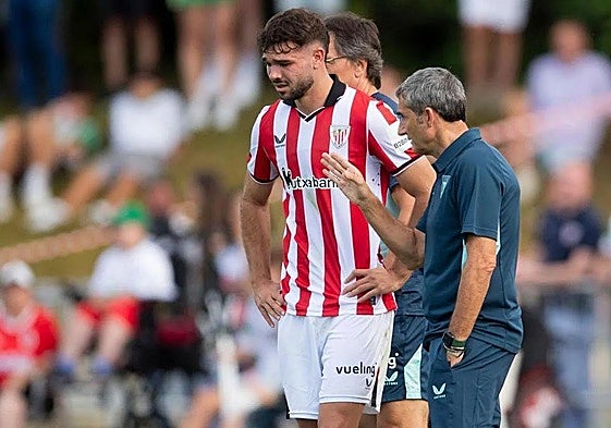 Egiluz, con rostro de preocupación el miércoles, día de su lesión.