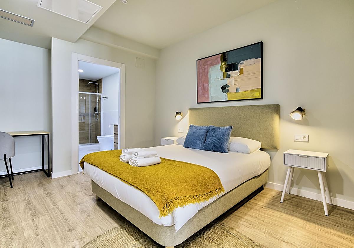 Una de las habitaciones de la cadena Gaiarooms en Bilbao.