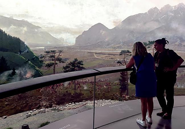 Una sección de la pintura sobre la batalla de Bergisel en El Tirol Panorama.