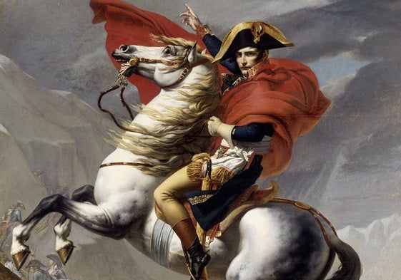 «Napoleón cruzando los Alpes» (1800), pintado por Jean-Louis David.