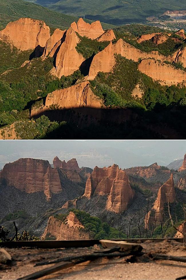Así han quedado Las Médulas vistas desde un popular mirador.