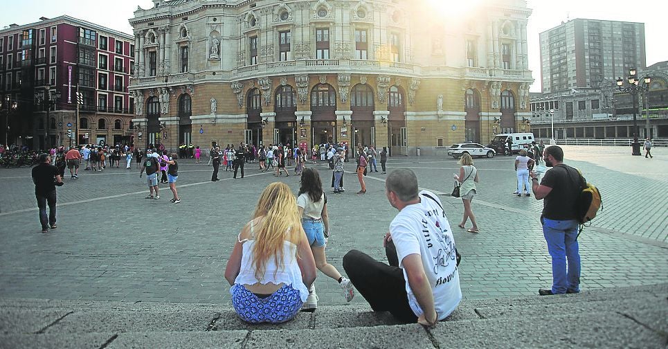La Plaza del Arriaga, casi vacía, en las 'no fiestas' de 2021 durante la pandemia.