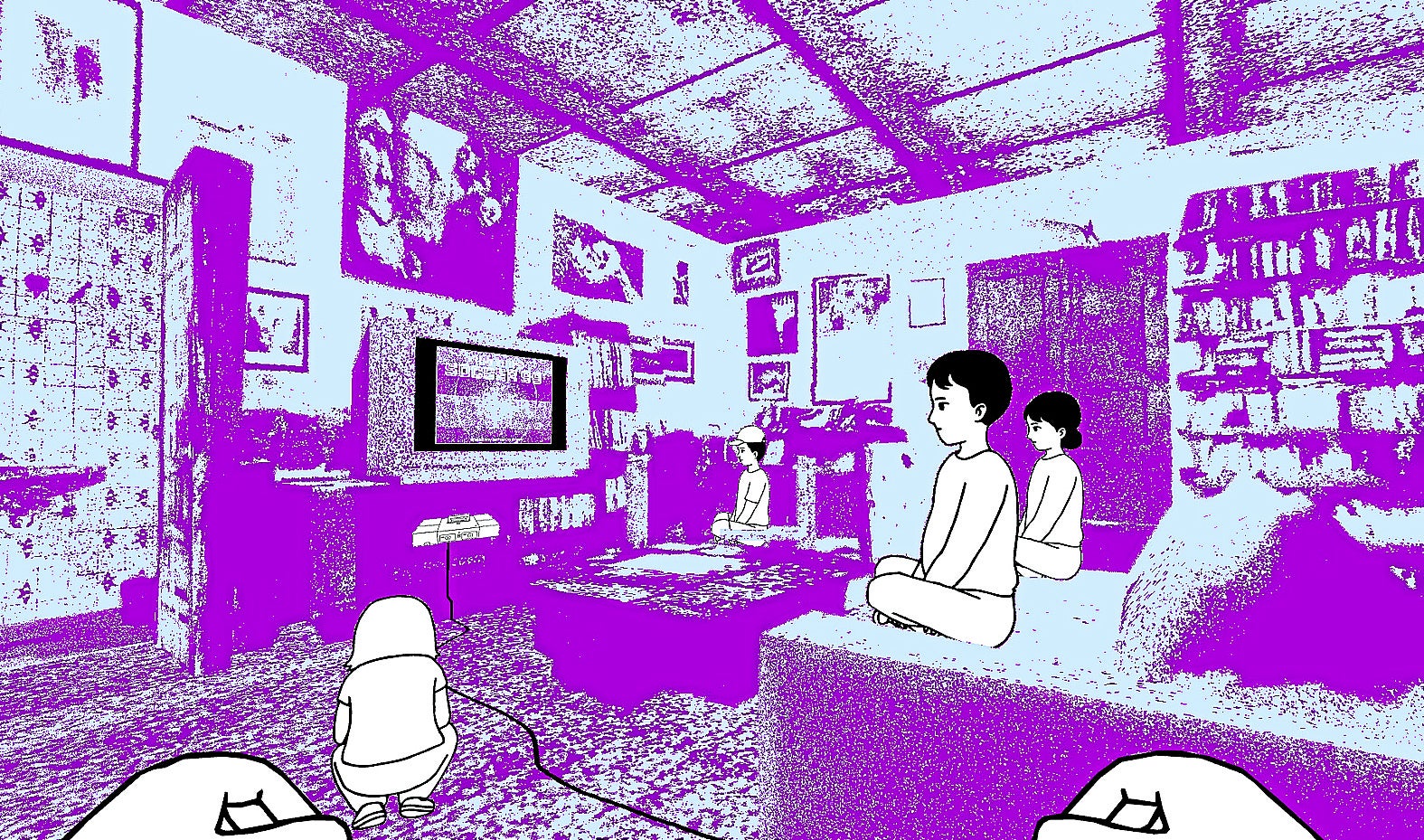 Los personajes están dibujados a rotulador como lo haría un niño