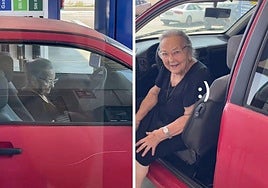 Una mujer de 93 años recoge a su nieta en coche y provoca una oleada de reacciones en redes: «Me ha alegrado la mañana»
