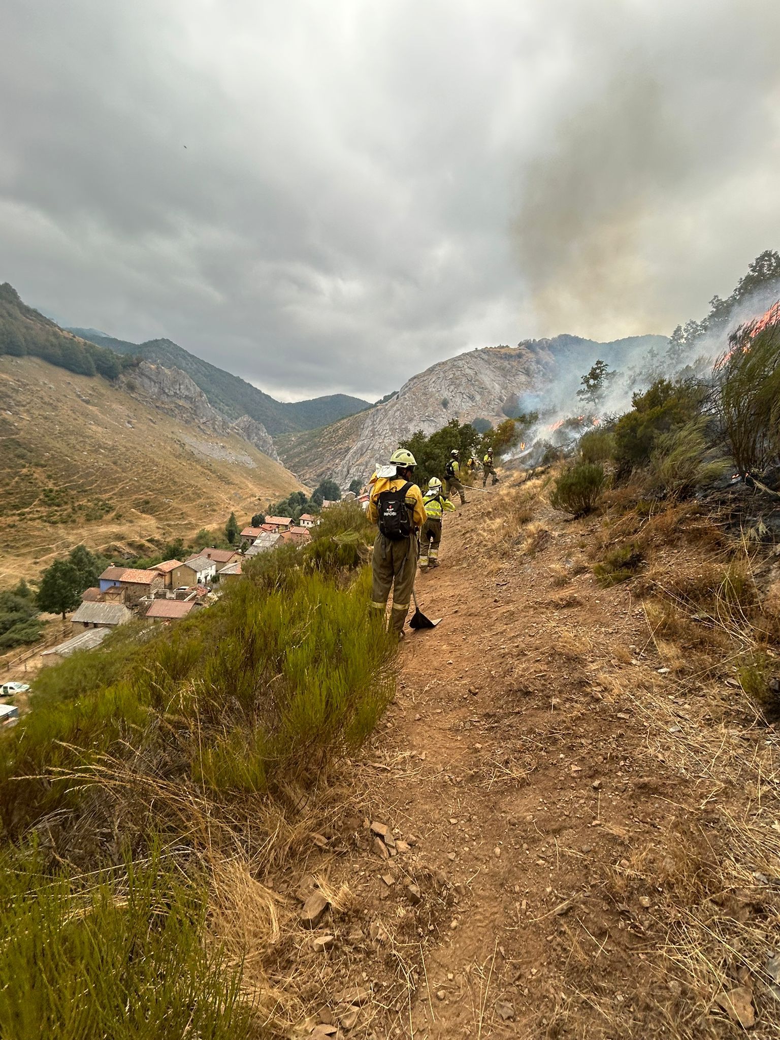 Ayuda de los equipos de bomberos y otros profesionales de Bizkaia en los incendios de León
