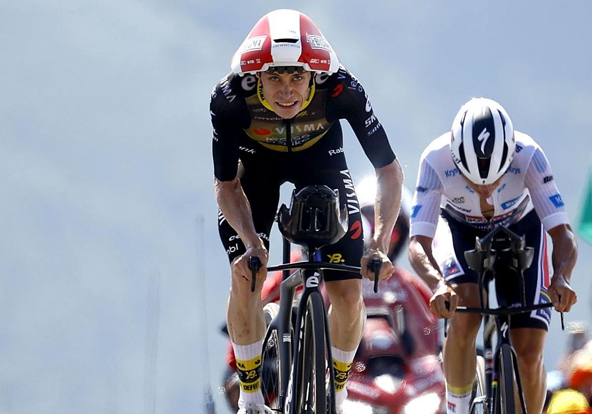 Vingegaard durante la cronoescalada del Tour, en la que fue segundo