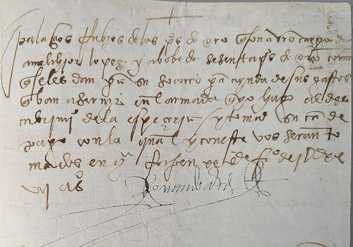 Orden de pago de 60 pesos de oro firmada por Cortés en 1527.