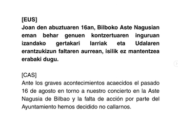 Comunicado íntegro de las cantantes: «Nos sentimos ninguneadas»