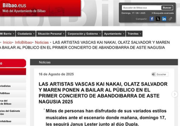 El Ayuntamiento de Bilbao publicó la crónica del concierto que no llegó a celebrarse