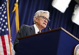 Jerome Powell durante una conferencia de prensa en Washington.