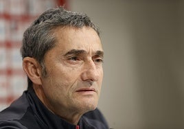 Ernesto Valverde, en una rueda de prensa.