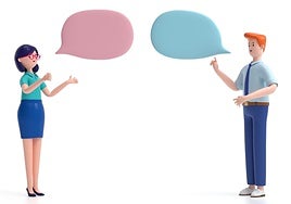 Dos personas dialogando.