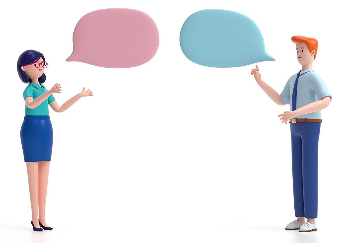 Dos personas dialogando.