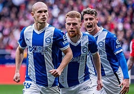 Guridi celebra el gol marcado el curso pasado contra el Atlético.