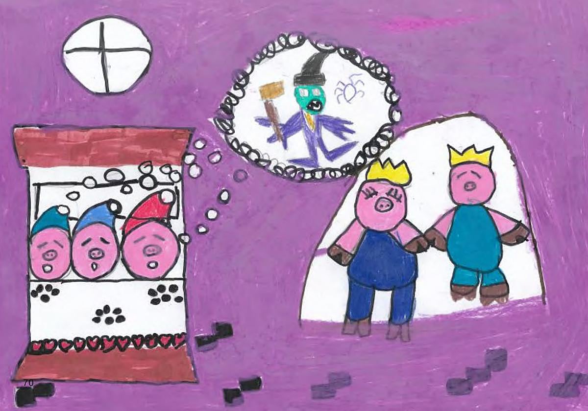 Las ilustraciones de los cuentos las hacen los alumnos.