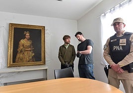 Presentación del cuadro recuperado en Argentina por la Fiscalía.