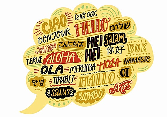 La palabra «hola» en diferentes idiomas.