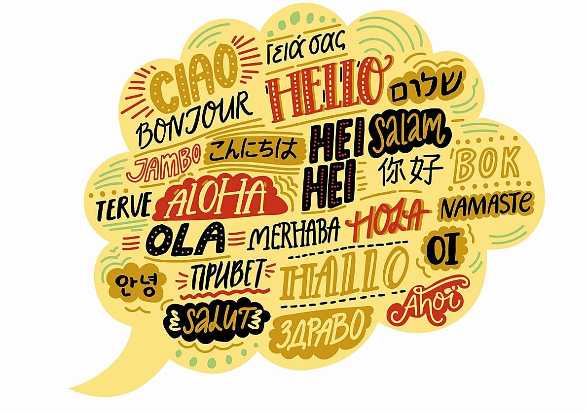 La palabra «hola» en diferentes idiomas.