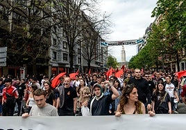 Miembros de GKS se manifiestan durante el último Primero de Mayo en Bilbao.