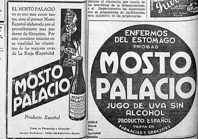 anuncios de Mosto Palacio en la prensa filipina - 1935