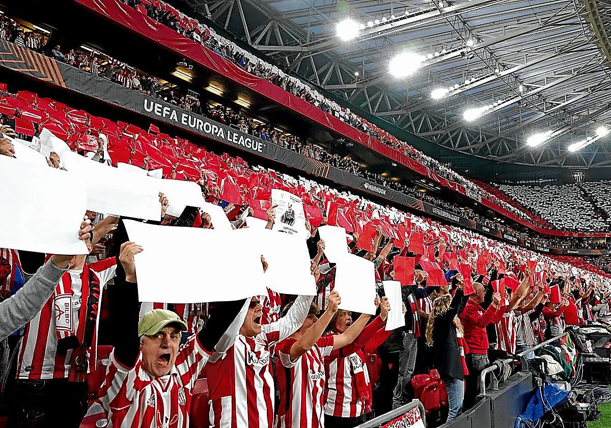 San Mamés, durante uno de los partidos de la Europa League del pasado curso.