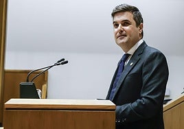 El consejero de Industria, Mikel Jauregi, durante una intervención en el Parlamento vasco