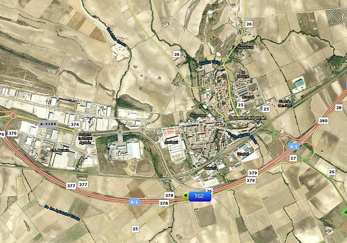 Punto donde ha ocurrido un accidente en la N-1.