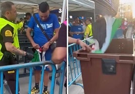 Polémica en el Bernabéu con banderas de Palestina en la basura: «Estas no pasan»