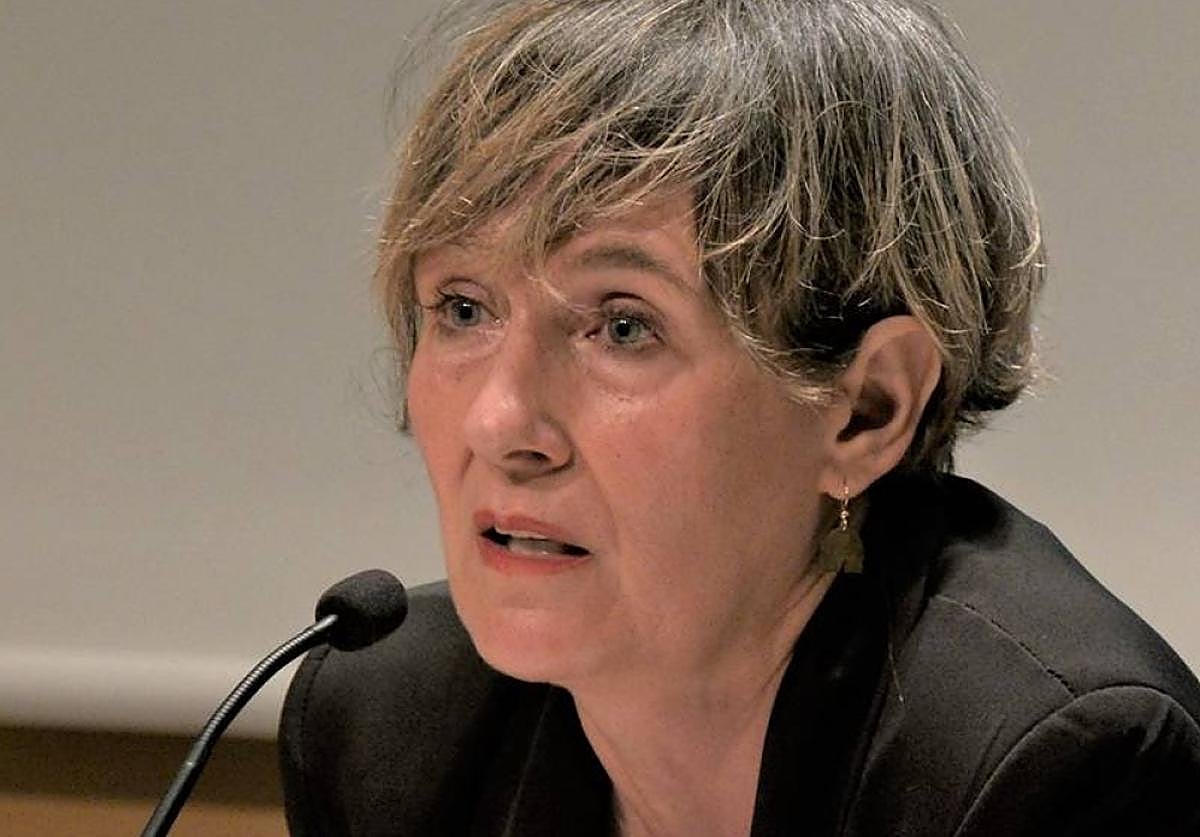 Larraitz Ariznabarreta, hitzaldi bat ematen.