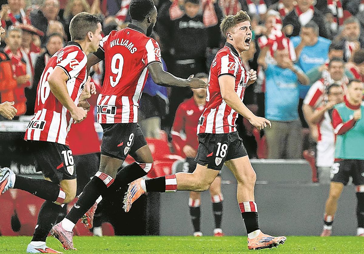 Jauregizar celebra el tanto que permitió salvar un punto ante el Girona.