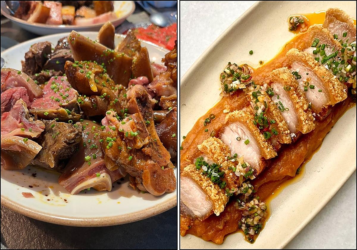 Uno de los platos que comprenden el cocido maragato del restaurante Barrio Húmedo y torreznos de Casa Mortero.