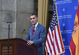 El presidente del Gobierno, durante su intervención en la Universidad de Columbia.