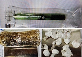 Varios de los objetos que hallaron en el interior del cuerpo del interno de Martutene.