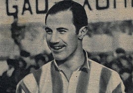 Jacinto Quincoces, con la indumentaria albiazul.