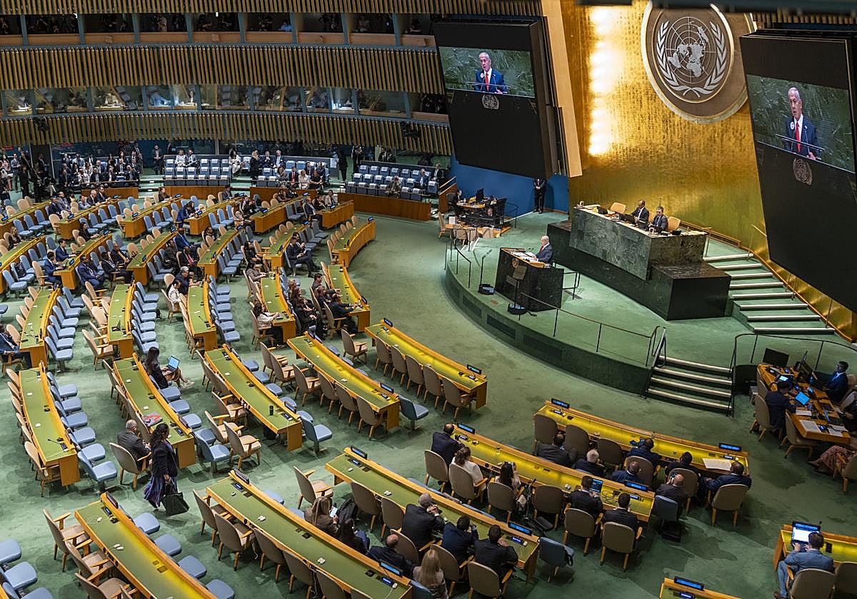 Numerosas delegaciones se ausentaron de la Asamblea a modo de protesta al durante la intervención de Netanyahu.