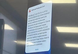 Imagen de la alerta enviada a los móviles en Balmaseda.